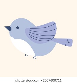 Cute bird Flat illustration isolated on white.