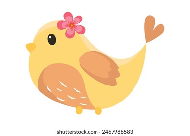 Cute Bird Flat Sticker Design