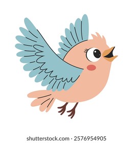 Cute bird. Cute flat vector illustration on white background. 