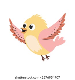 Cute bird. Cute flat vector illustration on white background. 