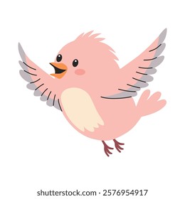 Cute bird. Cute flat vector illustration on white background. 