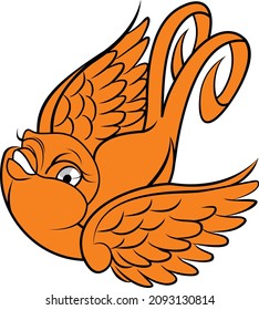 Cute Vogel auf Flug einzeln auf weißem Hintergrund