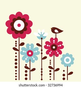 cute bird and flower design