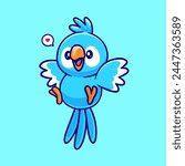 Cute Bird Flying Cartoon Vector Icon Illustration. Animal Nature Icon Concept Isolated Premium Vector. Flat Cartoon Style