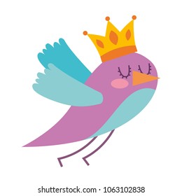 cute bird flying with crown king