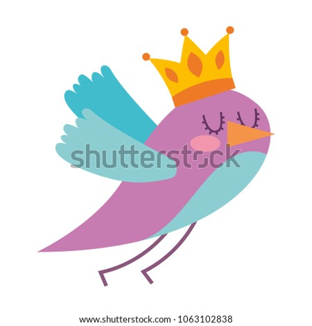 cute bird flying with crown king