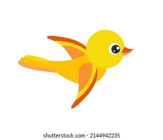 Cute bird flying. Simple flat icon. Vector illustration.