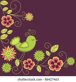 cute bird in the garden. vector illustration