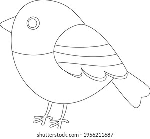 Cute bird graphics black and white coloring vector illustration