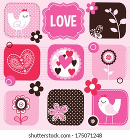 cute bird greeting card background vector illustration