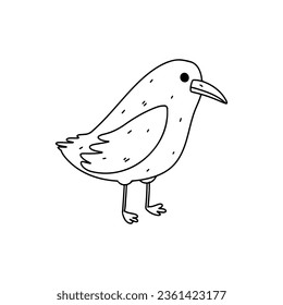 Un pájaro lindo. Estilo de doodle dibujado a mano. Ilustración vectorial aislada en blanco. Colorido de la página.