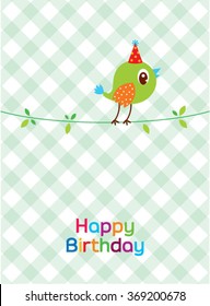 cute bird happy birthday greeting card