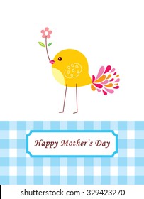 cute bird happy mother day card