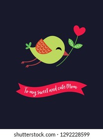 cute bird happy mother's day greeting vector