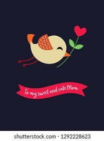 cute bird happy mother's day greeting vector