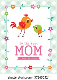 cute bird happy mother's day to the best mom greeting card 