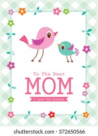 cute bird happy mother's day to the best mom greeting card 