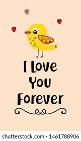 cute bird happy valentine's day greeting vector