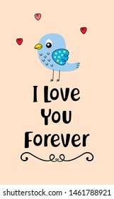 cute bird happy valentine's day greeting vector