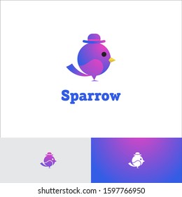 Cute bird with a hat, minimalistic logo