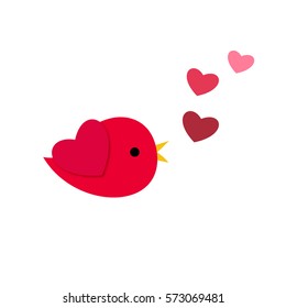 Cute bird with hearts on valentine day icon vector