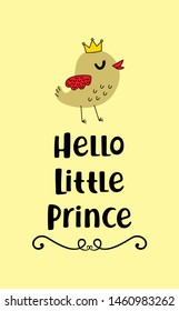 cute bird hello little prince baby arrival card