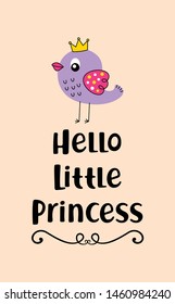 cute bird hello little princess baby arrival card