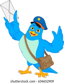 Cute bird holding a mail