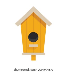 Cute bird house icon. Flat illustration of cute bird house vector icon isolated on white background