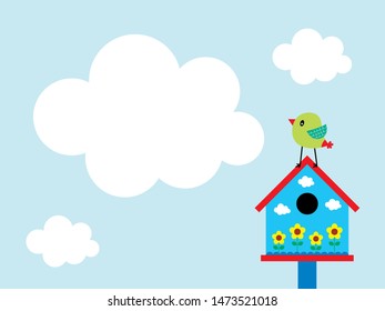 cute bird house message card