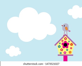 cute bird house message card