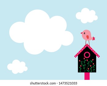 cute bird house message card