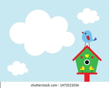 cute bird house message card