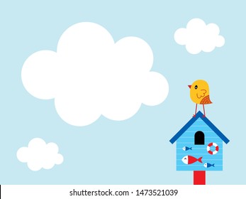 cute bird house message card