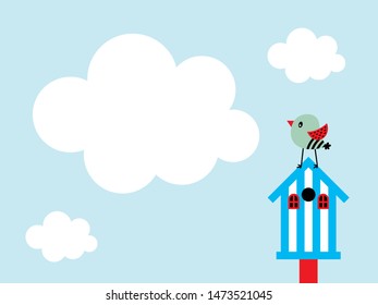 cute bird house message card