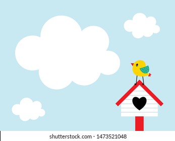 cute bird house message card