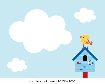 cute bird house message card