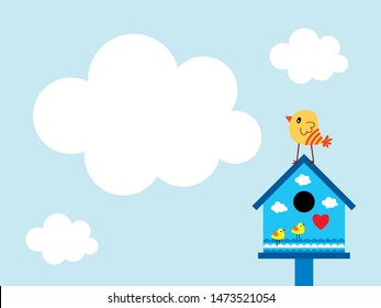 cute bird house message card