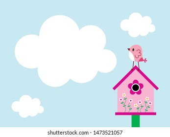 cute bird house message card