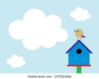 cute bird house message card