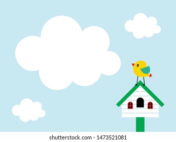 cute bird house message card