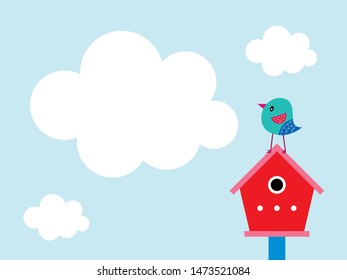 cute bird house message card