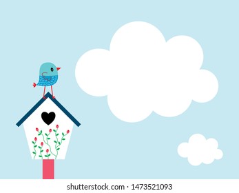 cute bird house message card