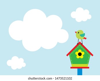 cute bird house message card