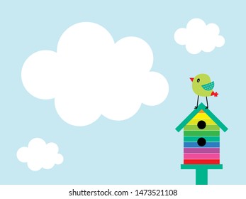 cute bird house message card