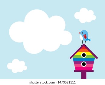 cute bird house message card