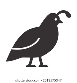 Cute Bird Icon Black and White Vector Graphic