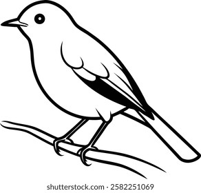 cute bird icon cartoon isolated icon vector illustration design  black and white