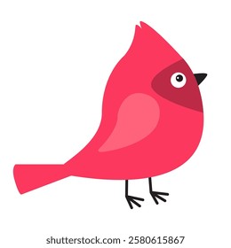 Cute bird icon. Kawaii cartoon funny baby character. Red Cardinal birds collection. Colorful sticker decoration print. Childish style. Flat design. Isolated. White background. Vector