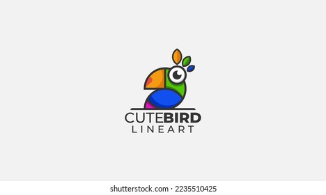 Cute bird icon logo vector design illustration